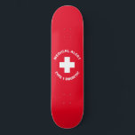Personalized Medical Alert  Diabetic Red  Skateboard<br><div class="desc">Click "Customize it"  to personalize text and/or change background color.
great to use for a medic,  a health professional or a diabetic on their luggage</div>