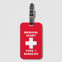 Personalized Medical Alert Diabetic Type 1 Luggage