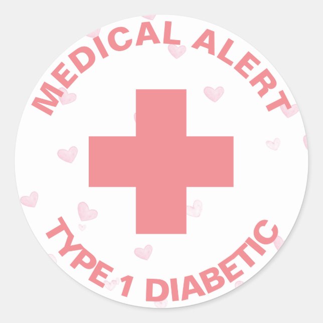 Personalized Medical Alert Insulin Diabetic Cute Classic Round Sticker (Front)