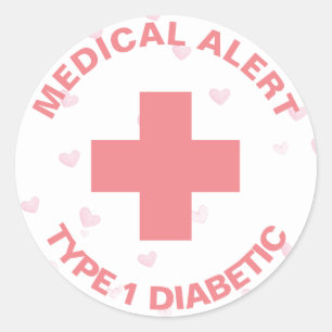 Personalized Medical Alert Insulin Diabetic Cute Classic Round Sticker