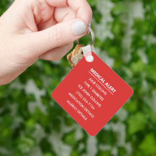 Personalized Medical Alert Medical Information ID Key Ring