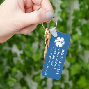 Personalized Medical Alert Medical Information ID Key Ring