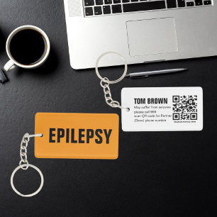 Personalized Medical Alert Tag Epilepsy Emergency Key Ring