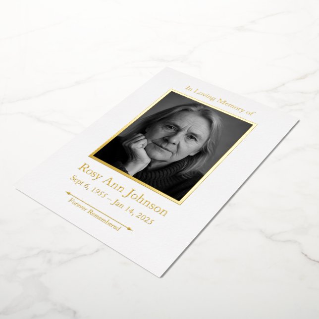 Personalized Memorial Funeral Photo Prayer Card (Rotated)