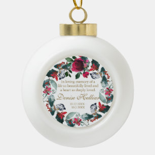 Personalized Memorial Gifts   In Loving Memory 3 Ceramic Ball Christmas Ornament