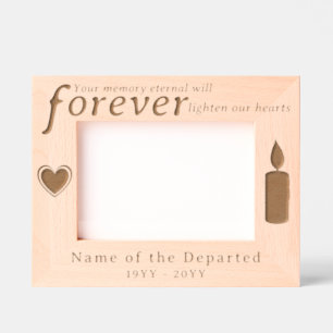 Personalized Memorial Remembrance Hearts, Candle Etched Frames