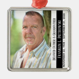 Personalized Memorial Square Metal Ornament