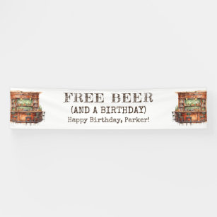 Personalized Men's Birthday Bar Free Beer Funny Banner