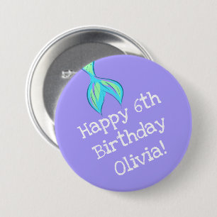 Personalized Mermaid Birthday Purple 7.5 Cm Round Badge