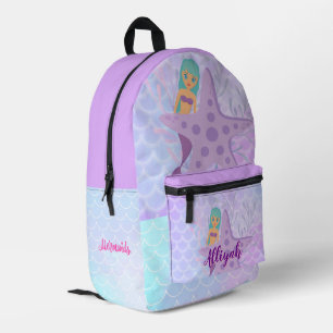 Personalized Mermaid Light Lavender Printed Backpack