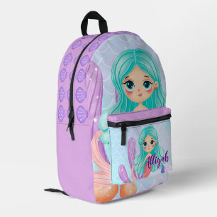 Personalized Mermaid Pastel Lavender Printed Backpack