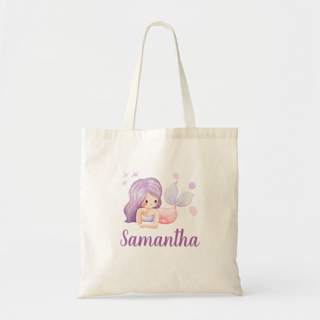 Personalized Mermaid Princess Cute Tote Bag (Front)