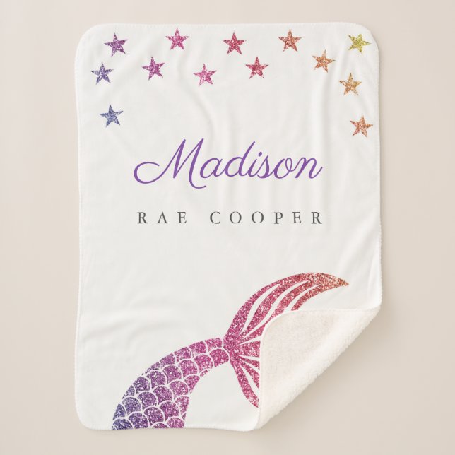 Personalized Mermaid Under The Sea Tail Sherpa Blanket (Front)