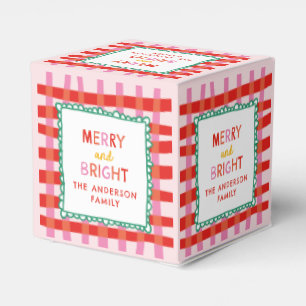 Personalized Merry and Bright Red Checkered Favour Box