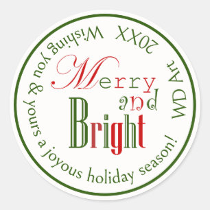Personalized "Merry and Bright" Xmas Stickers