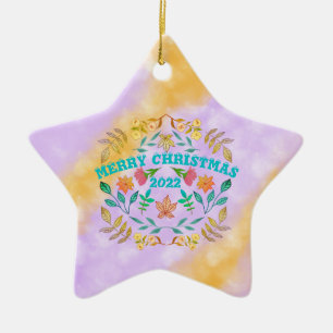 PERSONALIZED MERRY CHRISTMAS 20XX CERAMIC ORNAMENT