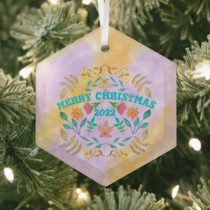 PERSONALIZED MERRY CHRISTMAS 20XX GLASS TREE DECORATION