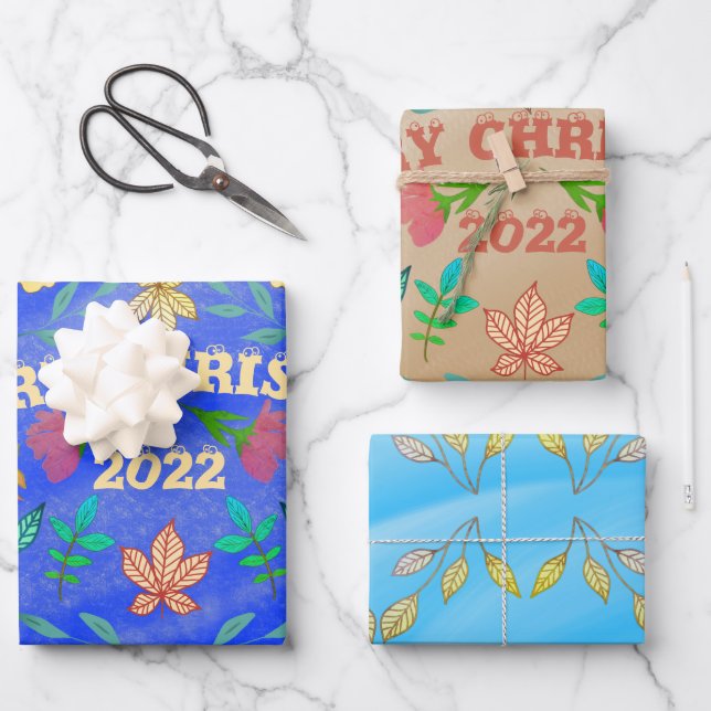 PERSONALIZED MERRY CHRISTMAS 20XX WRAPPING PAPER SHEET (Front)