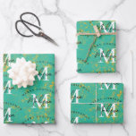 Personalized Merry Christmas Copper Monogram  Wrapping Paper Sheet<br><div class="desc">A personalized "Merry Christmas" monogram design with a Xmas a  turquoise copper oxidized gold look paper look background. An ideal festive custom design for the holiday season. Customize the monogram and make it your own!</div>