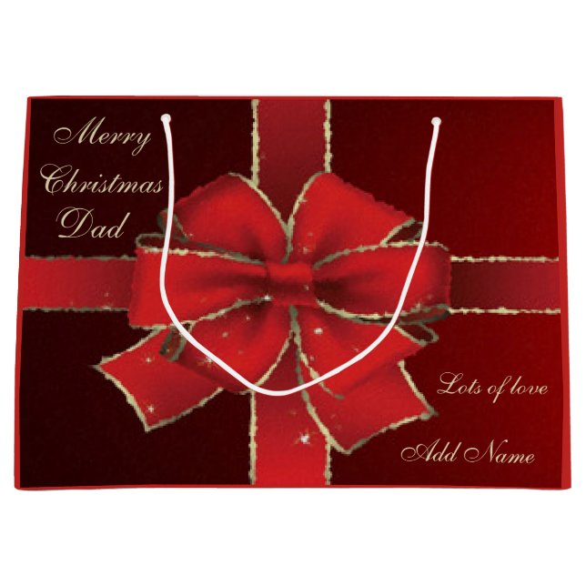Personalized Merry Christmas Dad gift design Large Gift Bag (Front)