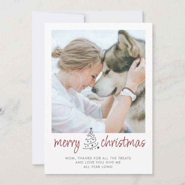 Personalized Merry Christmas Dog Mom Pet Photo Holiday Card (Front)