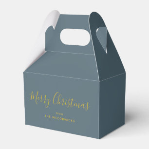 Personalized Merry Christmas Dusty Blue Party Favour Box