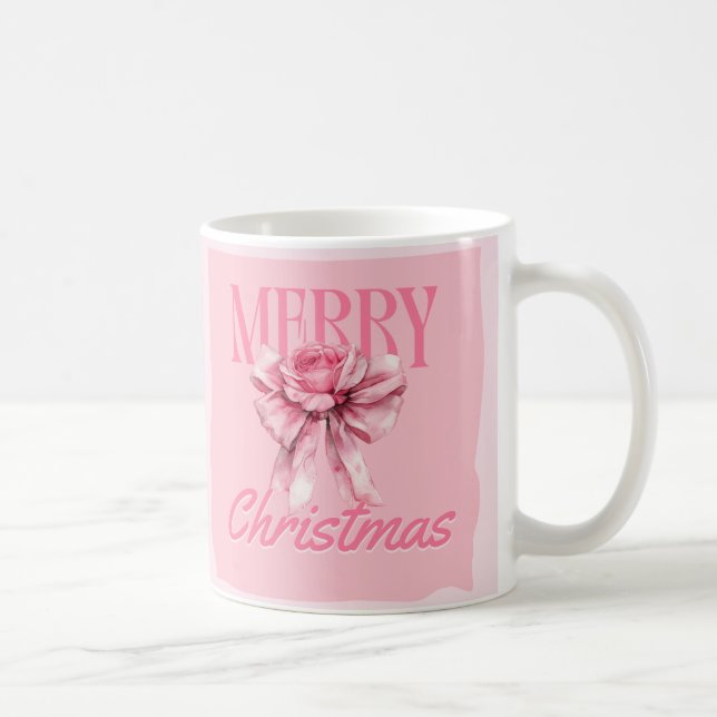 Personalized Merry Christmas Floral Bow Mug (Right)