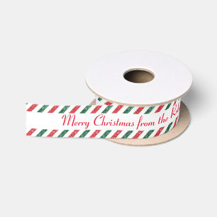 Personalized Merry Christmas Glitter Air Mail Satin Ribbon