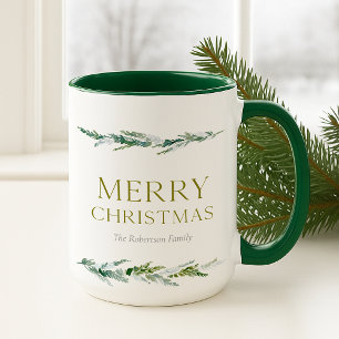 Personalized Merry Christmas Greenery Mug