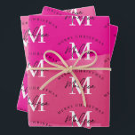 Personalized Merry Christmas Pink Paint Monogram  Wrapping Paper Sheet<br><div class="desc">A personalized "Merry Christmas" monogram design with a Xmas pink paint brush strokes  background. An ideal festive custom design for the holiday season. Customize the monogram and make it your own!</div>