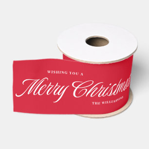 Personalized Merry Christmas Red Ribbon Grosgrain Ribbon