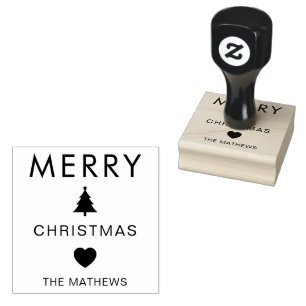 Personalized Merry Christmas Rubber Stamp For Gift