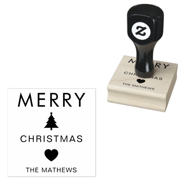Personalized Merry Christmas Rubber Stamp For Gift (Stamped)