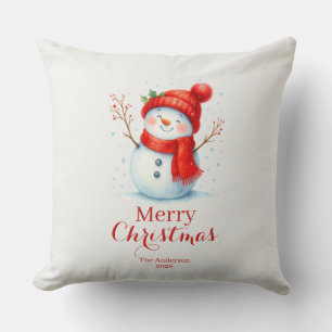 Personalized Merry Christmas Snowman Custom Year Cushion