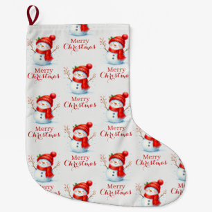 Personalized Merry Christmas Snowman Custom Year  Large Christmas Stocking