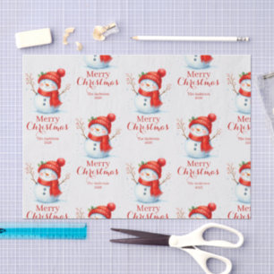 Personalized Merry Christmas Snowman Custom Year Tissue Paper