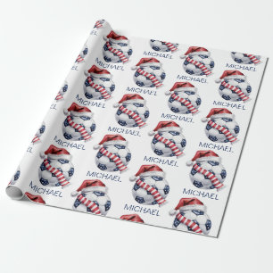 Personalized Merry Christmas Soccer Ball Santa Wrapping Paper