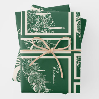 Personalized Merry Christmas Table Minimal Design Wrapping Paper Sheet