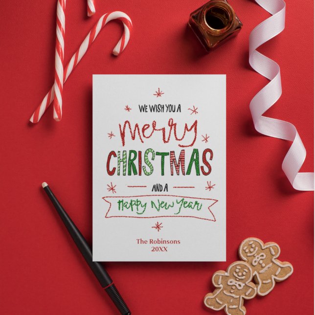 Personalized  Merry Christmas Typography Non Photo Holiday Card (Creator Uploaded)