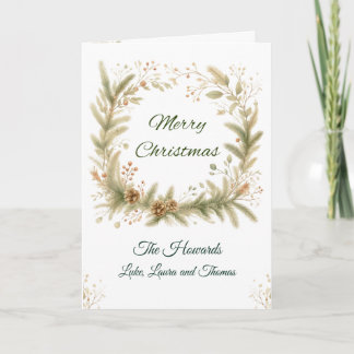 Personalized Merry Christmas Wreath Card
