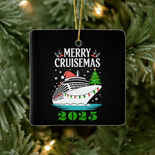 Personalized Merry Cruisemas Cruise Ship Family Ceramic Ornament