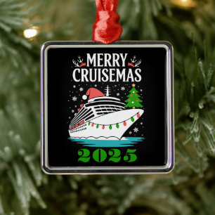 Personalized Merry Cruisemas Cruise Ship Family Metal Ornament