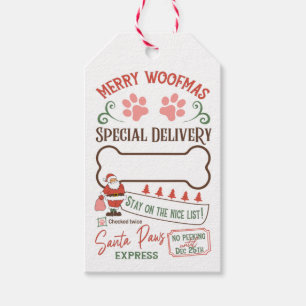 Personalized Merry Woofmas Santa Paws Express Gift Tags