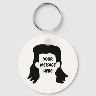 Personalized Message Funny Mullet Illustration Key Ring
