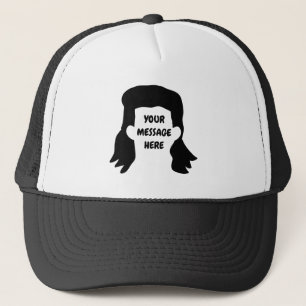 Personalized Message Funny Mullet Illustration Trucker Hat