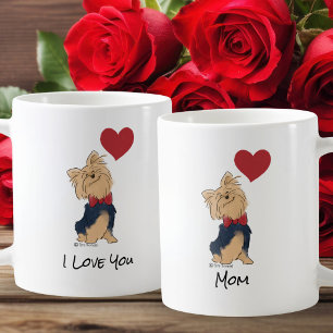Personalized Message Love You Yorkie Cute Dog Art Coffee Mug