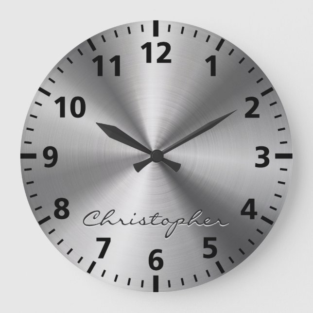 Personalized Metallic Radial Texture Large Clock (Front)