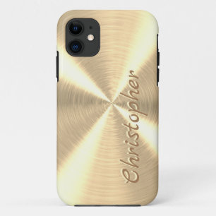 Personalized Metallic titanium Gold Radial Texture iPhone 11 Case