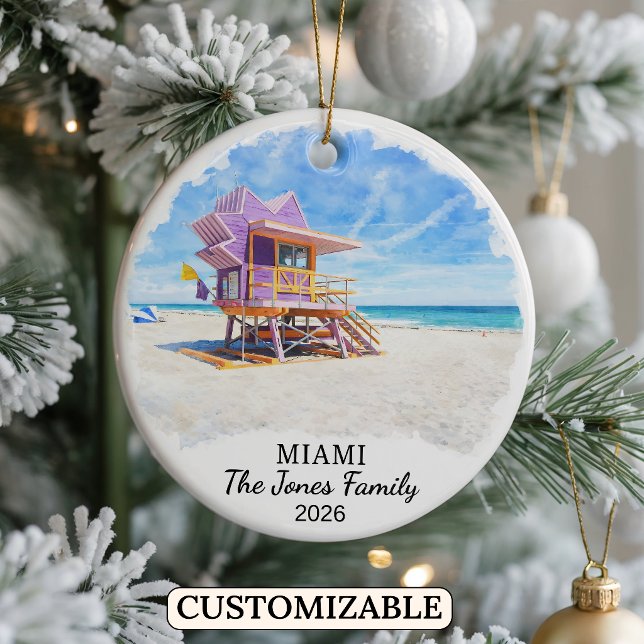 Personalized Miami Ornament, Custom Florida Ceramic Ornament (Creator Uploaded)