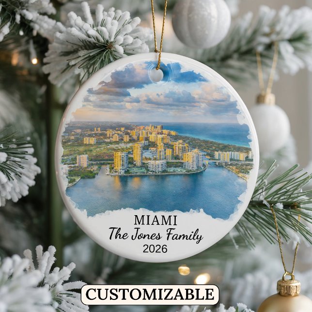 Personalized Miami Ornament, Custom Florida Ceramic Ornament (Creator Uploaded)